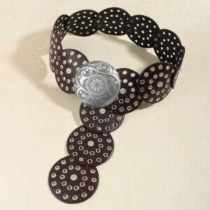 Miss Sparkling Circular Belt Adjustable Size Black Silver